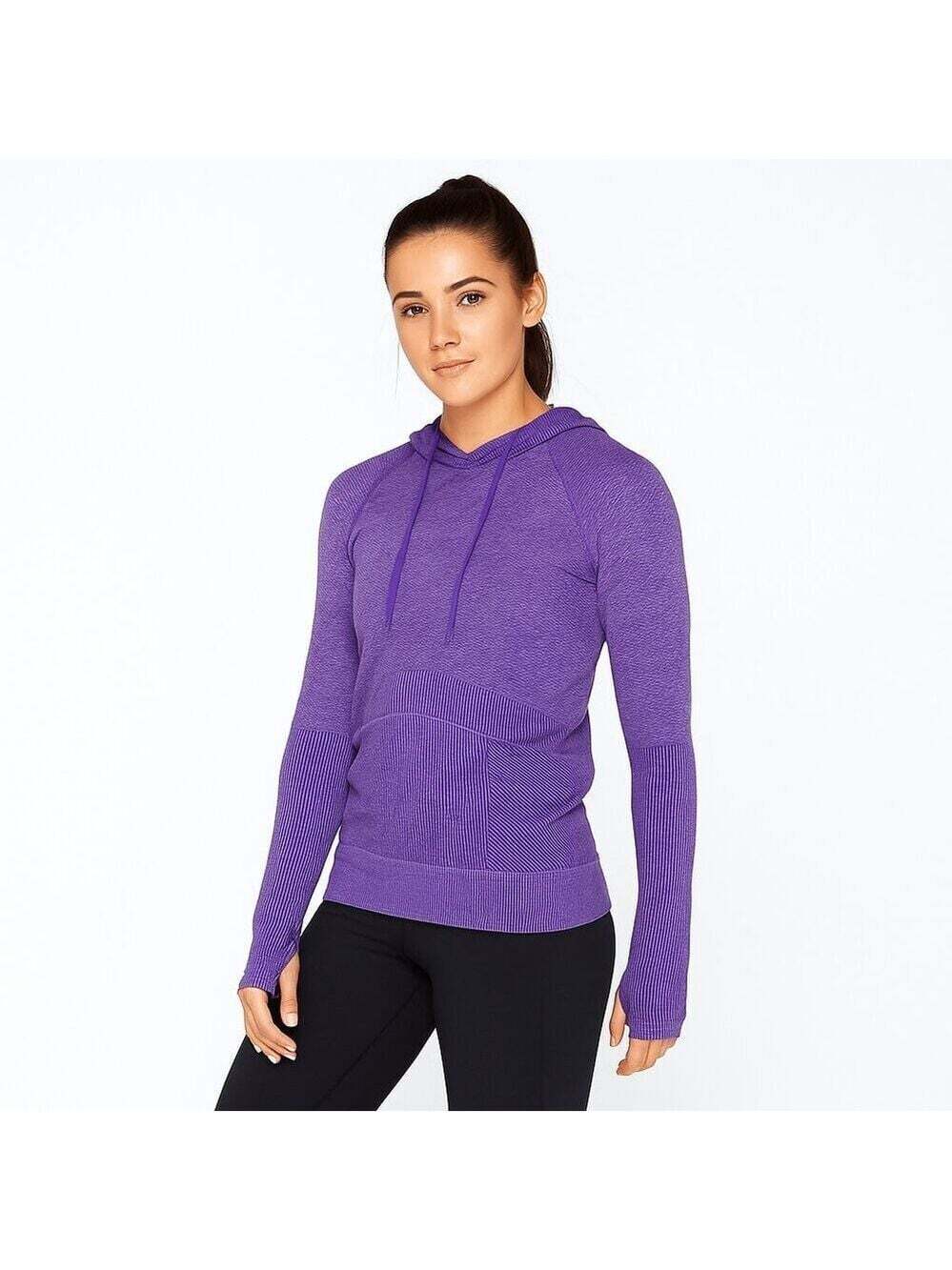Reebok RBX Hoodie Purple Womenโs Large Casual Pullover Activewear Sweatshirt